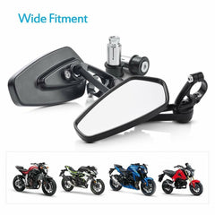 Universal 7/8" 22mm Motorcycle Handle Bar End Rearview Side Rear View Mirrors US