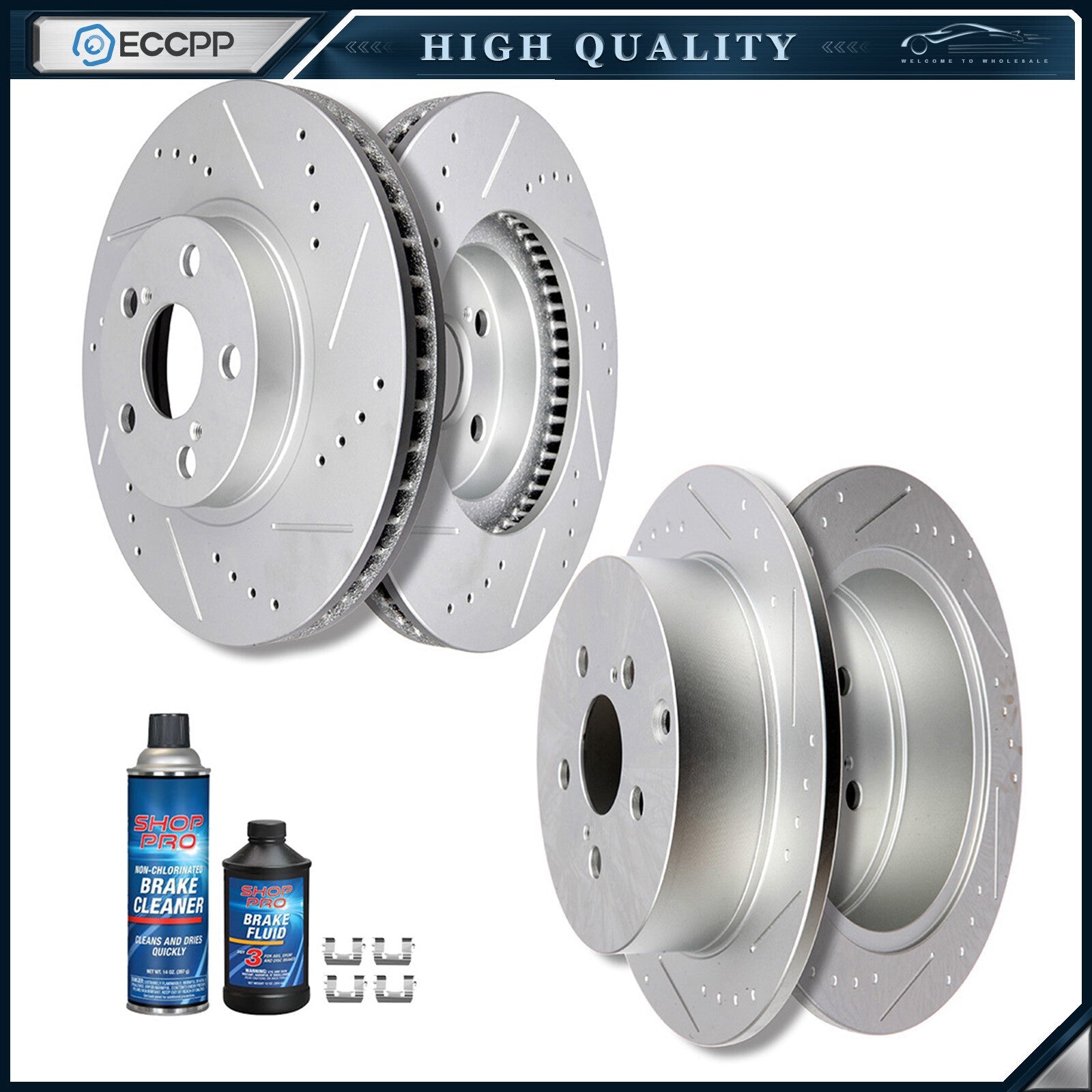 Fits Toyota Scion Tc Pontiac Vibe Front+Rear Drilled & Slotted Brake Rotors 6B93BC-57