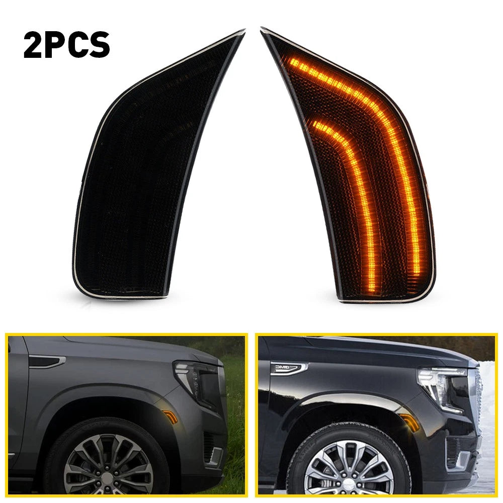 2x For 2021-2022 Cadillac Escalade ESV LED Smoked White Bumper Side Marker Light 6B93BC-57