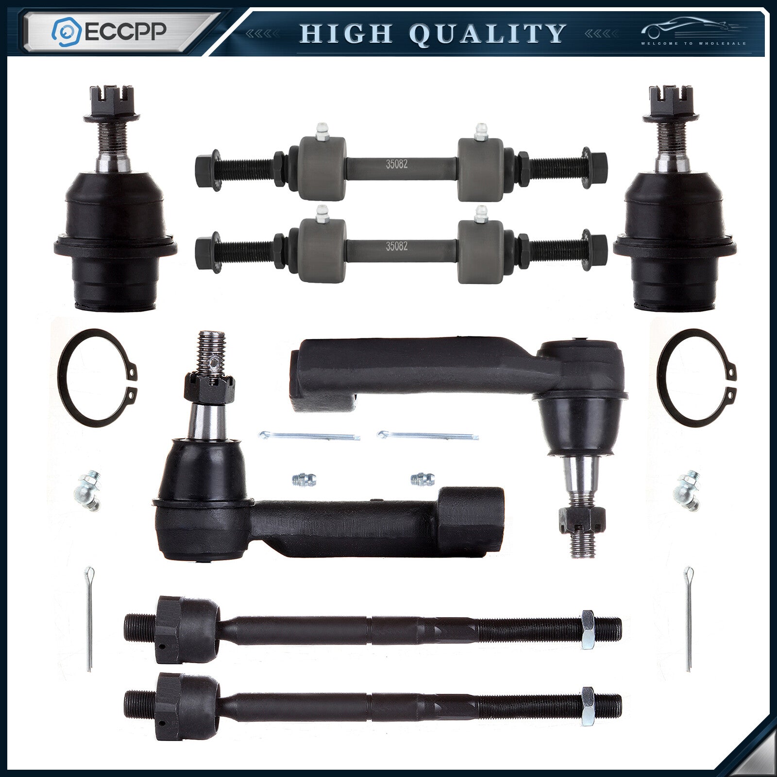 8x Front Sway Bars Tie Rod Ends Ball Joints For 2007-2016 FORD EXPEDITION F-150 6B93BC-57