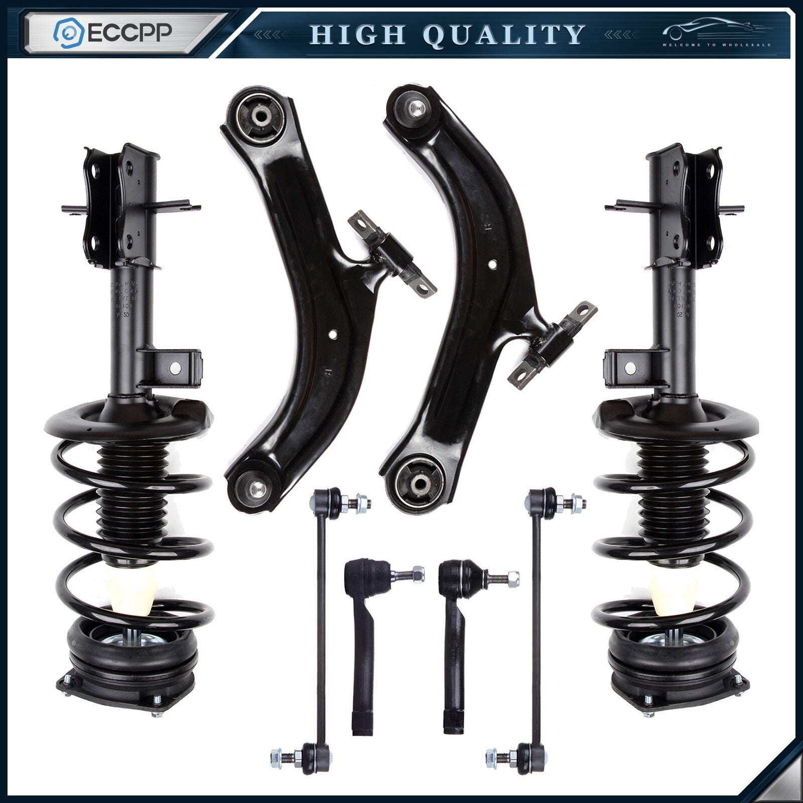 Front Struts & Control Arms & Tie Rods Kit for Nissan Sentra 2.0L 2007 - 2012 6B93BC-57