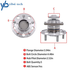 Pair Rear Wheel Hub Bearng Assembly 4-W/ABS For Hyundai Sonata Kia Optima 06-10 6B93BC-57