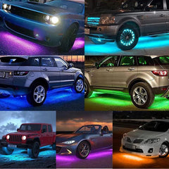 4PC RGB Strip LED Under Car Tube Underglow Underbody System Neon Light Kit USEOA 6B93BC-57