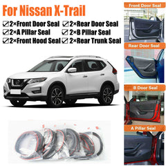 Door Rubber Seal Strips Weather Draft Noise Reduction Kit For Nissan X-Trail