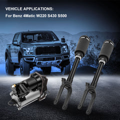 3PCS Front Air Suspension Shock + Compressor For Mercedes W164 ML320 ML350 ML450