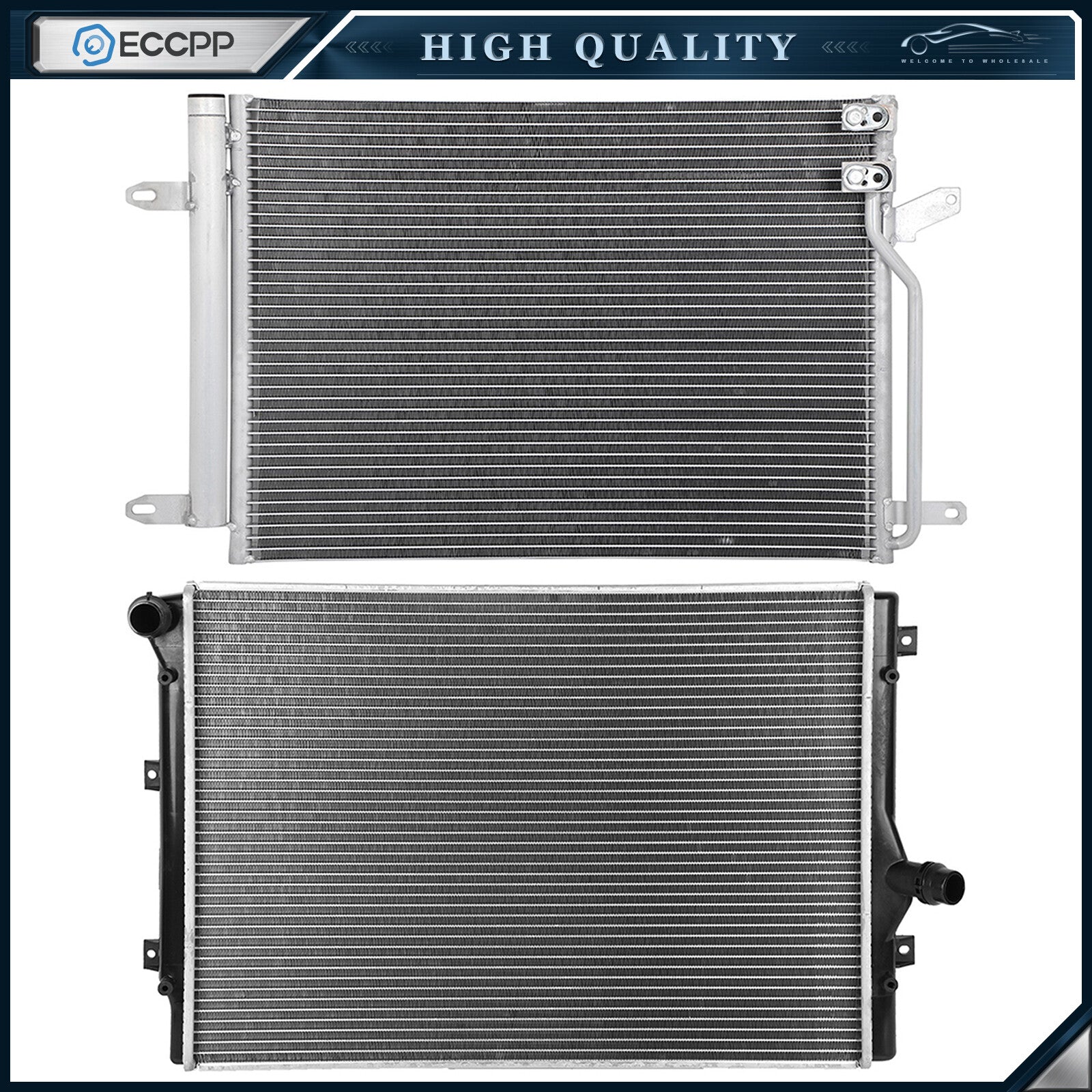 Aluminum Radiator & AC Condenser Cooling Kit For 2011 2012 Volkswagen Jetta 6B93BC-57