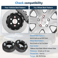 4Pcs 2" 6x5.5 to 5x4.5 Wheel Adapters 14x1.5 For Chevy Convert to Mustang Wheels 6B93BC-57