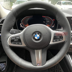 Black&Hole Leather Steering Wheel Hand-stitch on Wrap Cover For BMW G01 G02
