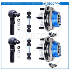 6PCS Kit Front Wheel Hub & Bearing FWD w/ ABS Tie Rod Sway Bar Link Fits Buick KOEEP