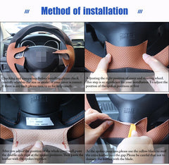 Carbon Fiber &Hole Leather Steering Wheel Hand-stitch on Wrap Cover For Mazda 6