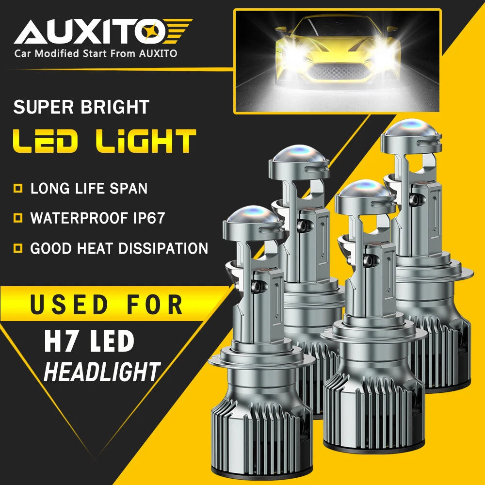 4X AUXITO H7 LED Headlight Bulbs High Low Beam Super Bright White CANBUS Y19 EOA AUXITO