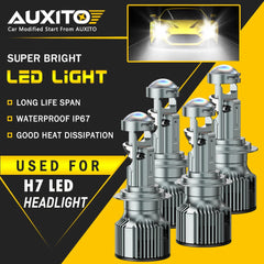 4X AUXITO H7 LED Headlight Bulbs High Low Beam Super Bright White CANBUS Y19 EOA AUXITO