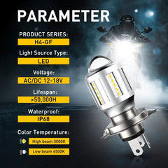 For Motorcycle 6500K H4 LED Hi/Lo Beam Front Light Bulb Super Bright Headlight A 6B93BC-57