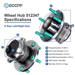 1Pc Wheel Hub Bearing Rear For 2004-2013 Mazda 3 2006-2010 2012-2017 Mazda 5 6B93BC-57