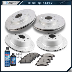 Front Rear Ceramic Brake Pads Rotor For 2014-2018 GMC Yukon Chevy Tahoe Cadillac