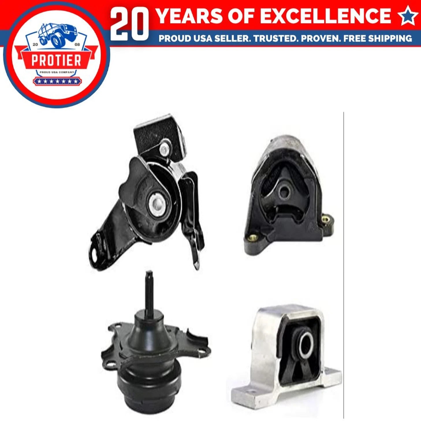 Fits 2007-2009 Honda Element 2.4L AUTO, Motor & Trans Mount Set 4pcs : A6597, 6B93BC-57