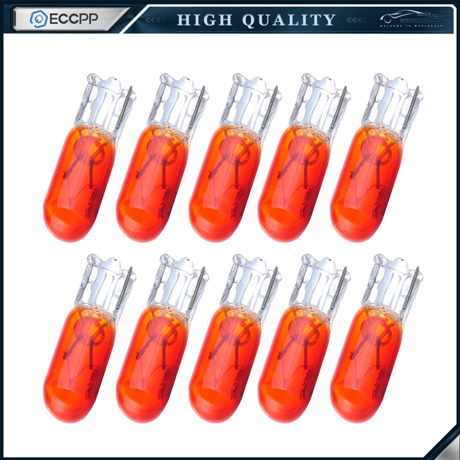 10X Yellow/Orange T5 Dashboard Halogen Mini-Wedge Bulb Light 37 73 74 For Ford 6B93BC-57