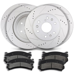 For Chevrolet Cadillac GMC Sierra 1500 Yukon Front + Rear Brake Pads Disc Rotors 6B93BC-57