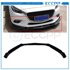 Fit For 2014 - 2018 Mazda 3 Front Bumper Lip Body Kit Spoiler Black 3pcs 6B93BC-57