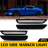 4pcs for 10-14 Ford Mustang Side Marker Light White LED Front + Rear Bumper Lamp 6B93BC-57