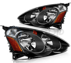 ECCPP Headlights Assembly For Acura RSX 2.0L 2002-2004 Pair Kit Black Amber 6B93BC-57