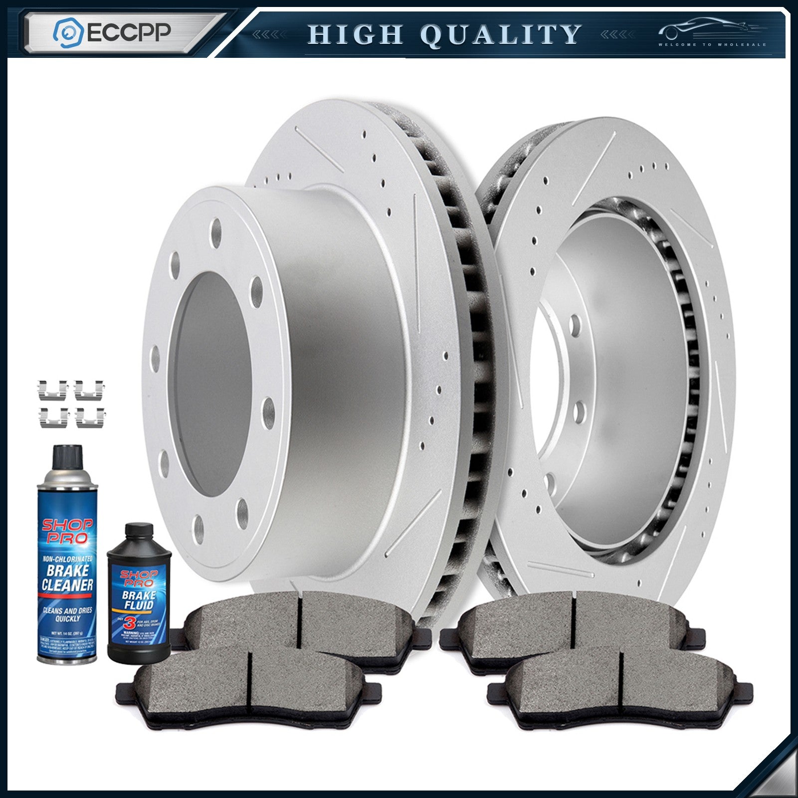 Rear Ceramic Brake Pads And Rotors Set For 1999 2003 2004 FORD F 250 SUPER DUTY 6B93BC-57
