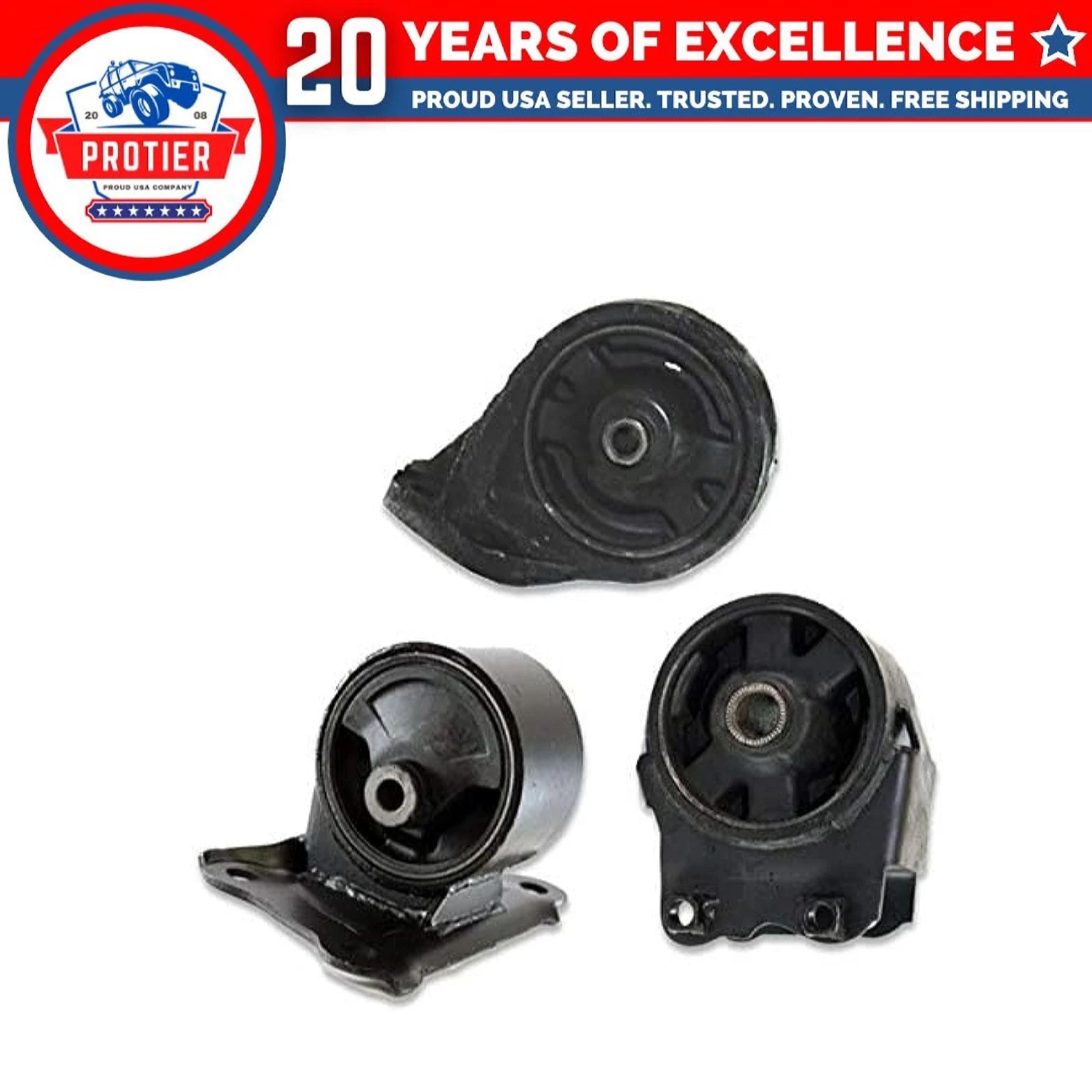 F & R Motor & Trans Mount 3PCS Set Compatible for 99-01 Hyundai Sonata 2.4L 6B93BC-57