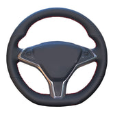 Black PU Hole Leather Steering Wheel Stitch-on Wrap Cover For Tesla Model S/X