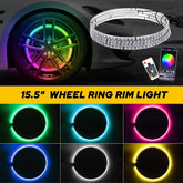 4PCS 15.5" RGB Color LED Chasing Truck Wheel Rings Rim Lights For Jeep Wrangler 6B93BC-57