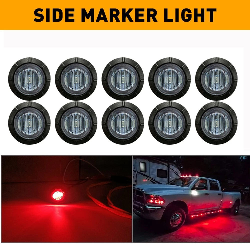10X Red Smoked Round Side Marker lights Truck Trailer Red 3/4"LED Bullet Light A 6B93BC-57