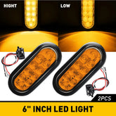 2X 6" Inch Oval 10LED Amber Yellow Turn Signal Tail Light Trailer Truck 12V IP67 6B93BC-57