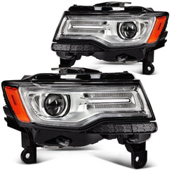 ECCPP Headlights Assembly For Jeep Grand Cherokee 2014-2016 Pair Kit Black Amber 6B93BC-57