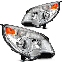 Pair Halogon Headlights Assembly For 2010-2015 Chevrolet Equinox Chrome Amber 6B93BC-57