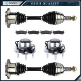 Front CV Axle+Brake Pads+Wheel Hub Bearing for GMC Sierra 1500 4.3L 1999-2004
