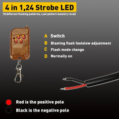 4PCS 6-LED STROBE LIGHTS FLASHING WARNING BEACON WHITE AMBER 12V REMOTE CONTROL 6B93BC-57