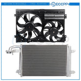 Electric AC Condenser Cooling Fan Kit For 2006-2010 Volkswagen Jetta Rabbit