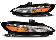 Pair Kit Headlights Assembly For 2014-2018 Jeep Cherokee 2.4L 3.2L Black Amber KOEEP