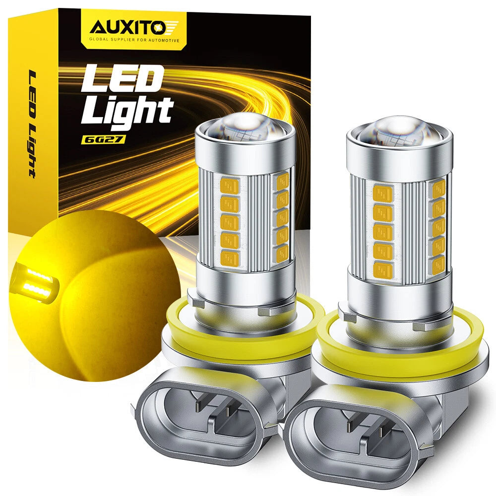 AUXITO Lamp H11 H8 H9 Amber Yellow LED Fog Light DRL Bulbs Super Bright 5000LM A AUXITO