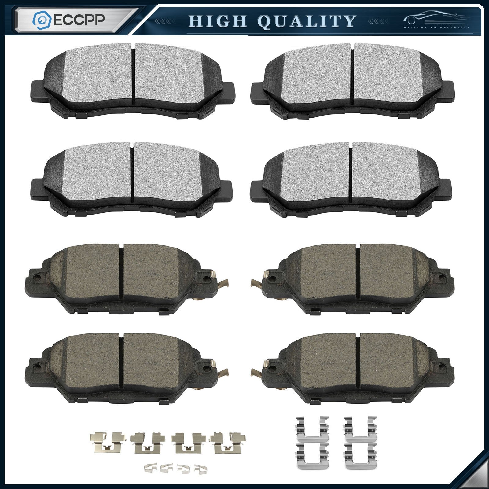 Front & Rear Ceramic Brake Pads w/Hardware for 2016 2017 2018 - 2021 Mazda CX-5 6B93BC-57