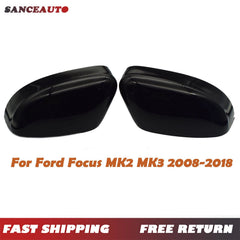 Gloss Black Left Right Rearview Mirror Cover For Ford Focus MK2 MK3 2008-2018 6B93BC-57