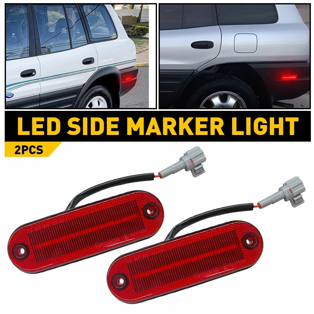 For 1996-00 Toyota RAV4 Red Rear Bumper LED Side Marker Lights Left Right 2x EOA 6B93BC-57