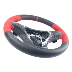 Black&Red Hole Leather Steering Wheel Stitch-on Wrap Cover For Mercedes C180