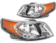 Pair Kit Headlights Assembly For 2007-2011 Chevrolet Aveo 1.6L Chrome Amber 6B93BC-57