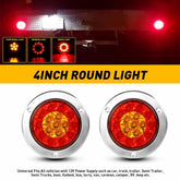 2x 4" Red/Amber Round 16 LED Truck Trailer Brake RV Stop Turn Signal Tail Lights 6B93BC-57