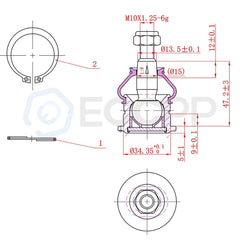 6Pcs Front Inner Outer Tie Rods Upper Ball Joints For 1995-99 Mitsubishi Eclipse 6B93BC-57
