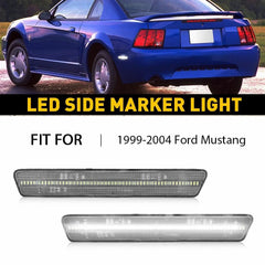Pair Clear Lens Rear Side Marker White LED Lights For 1999-2004 Ford Mustang EOA 6B93BC-57