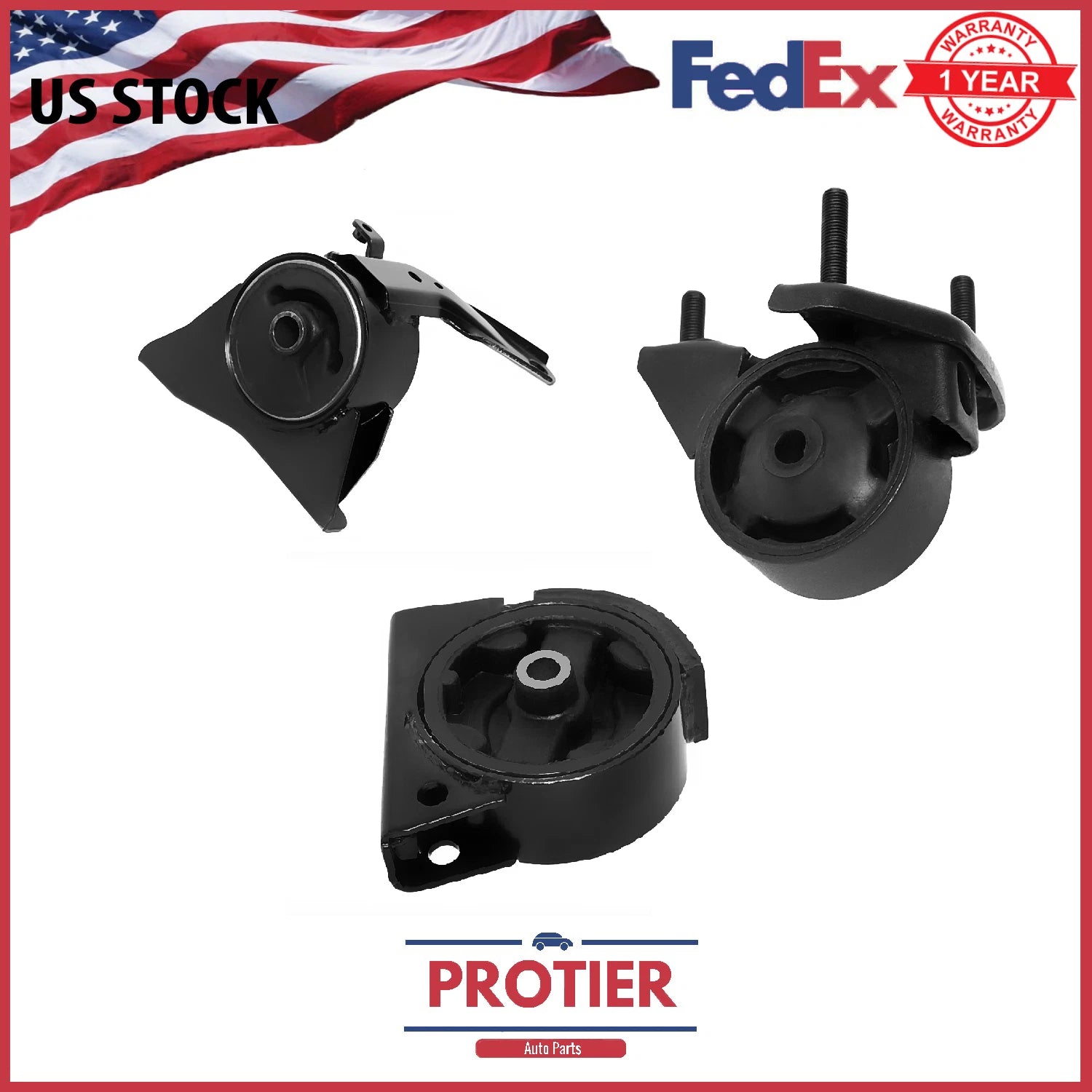Motor & Trans Mount Set 3PCS Compatible for 1993-1997 Toyota Corolla 1.6L / 1.8L 6B93BC-57