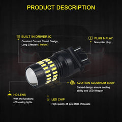 2 PCS Pure White 3157 DRL 3157A 4114 4157NA Backup Reverse LED Light Bulbs 48H A 6B93BC-57