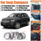 Door Rubber Seal Strips Weather Draft Wind Noise Reduction Kit For Jeep Compass
