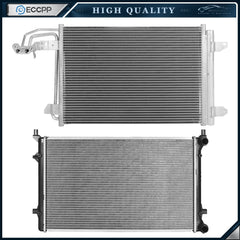 Aluminum Radiator & AC Condenser Cooling Kit For 2010-2014 Volkswagen Golf 6B93BC-57